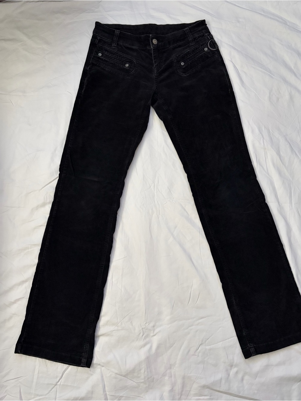 Zadig & Voltaire Black distressed velvet with slit pockets and classic D ring